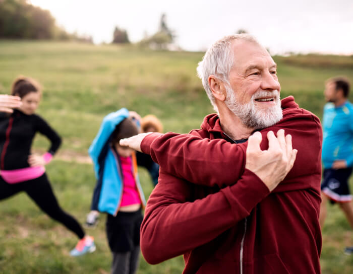 Group fitness activity outdoors